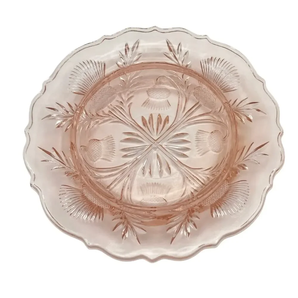 Passion Pink Round Dome Covered Butter Dish Inverted Thistle Mosser Glass USA